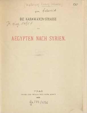 Die Karawanen-Straße von Aegypten nach Syrien
