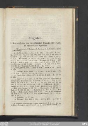 1. Verzeichnis der angeführten Handschriften in arabischer Sprache.