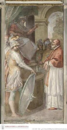 Freskenzyklus zum Leben des heiligen Papst Anicetus, Der heilige Anicetus vor Gericht