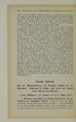 Neunter Zeitraum. Von der Wiederherstellung des Deutschen Reiches bis zur Gegenwart. Sicherung des Reiches nach außen und Ausbau seiner inneren Einrichtungen