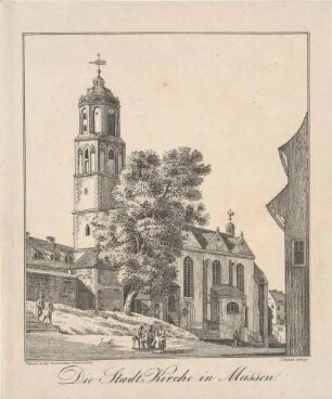Die Frauenkirche/Stadtkirche in Meißen von Süden, aus der Zeitschrift Dresdner Stadt- und Landbote für das Königreich Sachsen