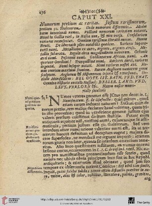 Caput XXI: Numorum pretium ac raritas