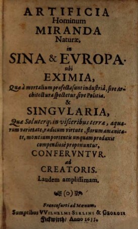 Artificia hominum miranda naturae in Sina et Europa