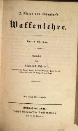Lehrbuch der Taktik, 1. Waffenlehre