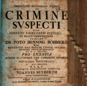 Diss. inaug. iur. de crimine suspecti