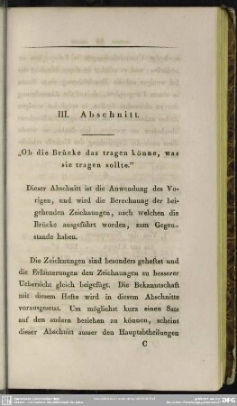 III. Abschnitt. Ob die Brücke das tragen könne, was sie tragen sollte
