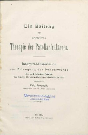 Ein Beitrag zur operativen Therapie der Patellarfrakturen