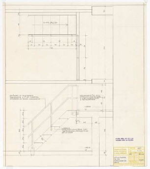 Hochschulbibliothek, Karlsruhe Neubau: Stahltreppe 12.OGAufzugmaschinenraum, 1:10
