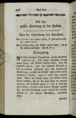 Auf den ersten Sonntag in der Fasten.