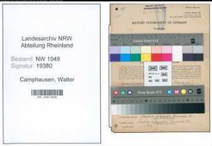 Entnazifizierung Walter Camphausen , geb. 29.07.1895 (Lokfuehrer)