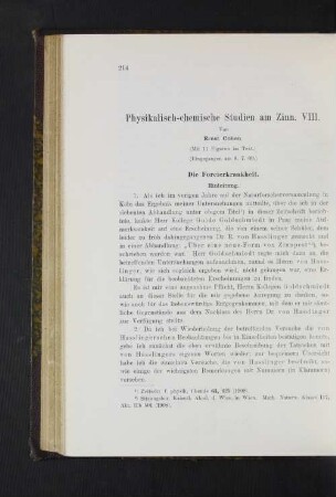 Physikalisch-chemische Studien am Zinn. VIII.
