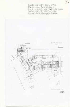 Kuranlage Rotenburg (Diplomarbeit bei Peter Poelzig): Grundriss Normal-Obergeschoss 1:200