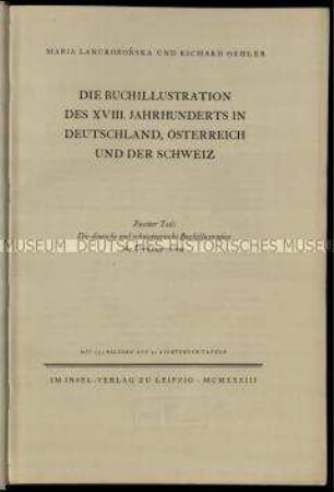 Buch über die Buchillustration im 18. Jahrhundert im deutschsprachigen Raum, Bd. 2