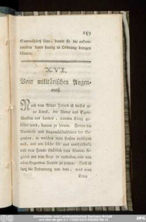 XVI. Vom militärischen Augenmaß.