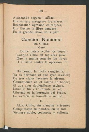Canción nacional de Chile