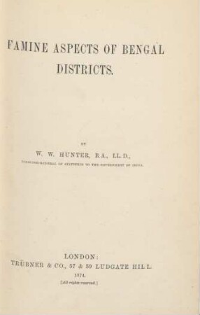 Famine aspects of Bengal districts