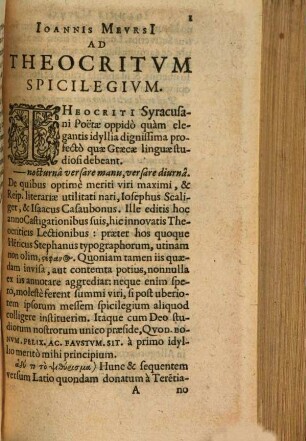 Ad Theocriti idyllia spicilegium