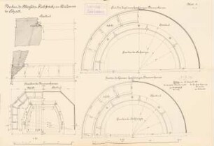 Meglitze-Flutbrücke im Oderdamm, Schwedt/Oder: Brunnenkranz, Ankerring: Grundrisse, Schnitte 1:20, 1:10