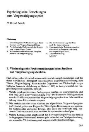 Psychologische Forschungen zum Vergewaltigungsopfer