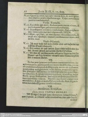 VIII. Membrum secundum. Analysis Textus Hebraei