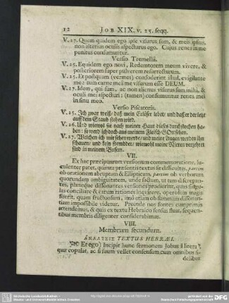 VIII. Membrum secundum. Analysis Textus Hebraei