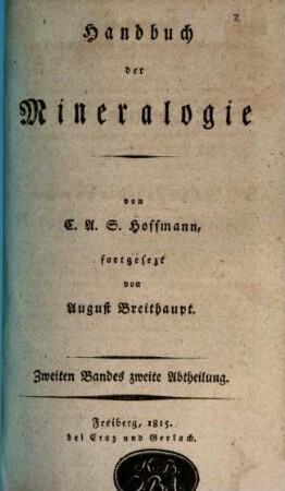 Handbuch der Mineralogie, 2,2