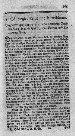 8. Philologie, Kritik und Alterthümer.