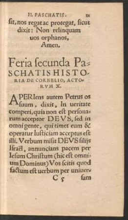 Feria Secunda Paschatis Historia De Cornelio ...
