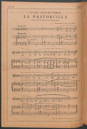 La pastorcilla : Lo que canta el pueblo. - Canción de los niños franceses