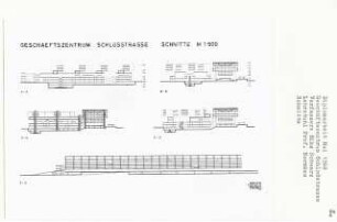 Geschäftszentrum Schloßstraße, Berlin-Steglitz (Diplomarbeit bei Bernhard Hermkes): Schnitte 1:500