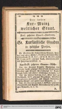Der hohen Kur - Mainz weltlicher Staat