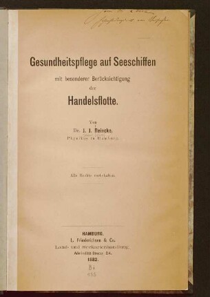 Gesundheitspflege auf Seeschiffen mit besonderer Berücksichtigung der Handelsflotte