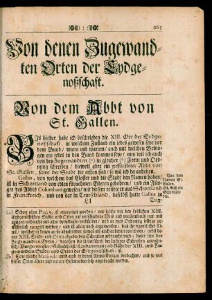 Von denen Zugewandten Orten der Eydgenoßschaft