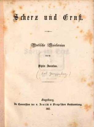 Scherz und Ernst : Poetische Spielereien