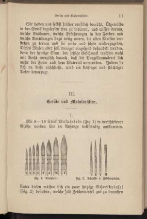 III. Geräte und Malutensilien.