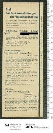 Beilage zum Programm 3. Trimester 1949