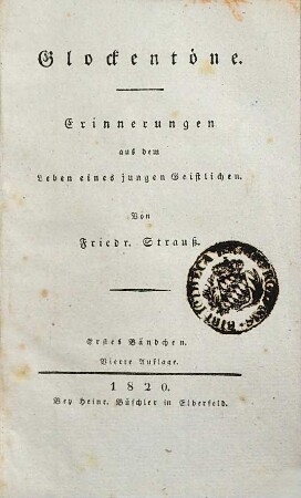 Glockentöne : Erinnerungen aus dem Leben eines jungen Geistlichen, 1