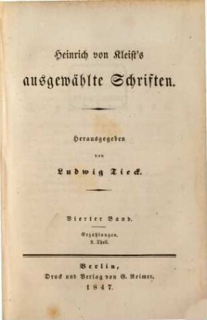 Ausgewählte Schriften : Herausgegeben von Ludwig Tieck. 4