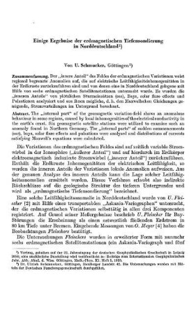 Einige Ergebnisse der erdmagnetischen Tiefensondierung in Norddeutschland