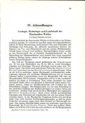 Geologie, Hydrologie und Landschaft des Murrhardter Waldes