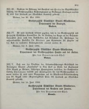 62. Ministerial-Bekanntmachung, eine Aenderung in der Zusammensetzung der Prüfungskommission für Aerzte an der Gesammt-Universität Jena betreffend