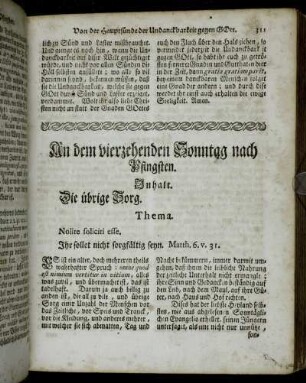 An dem vierzehenden Sonntag nach Pfingsten. Inhalt. Die übrige Sorg