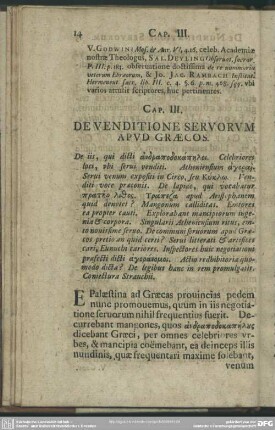 Cap. III. De Venditione Servorum Apud Graecos