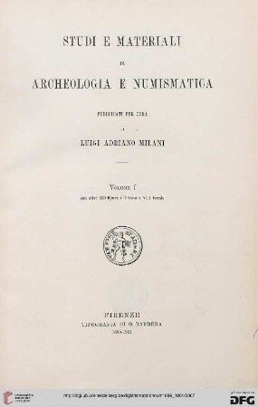 1: Studi e materiali di archeologia e numismatica