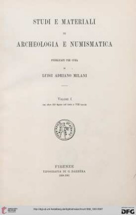 1: Studi e materiali di archeologia e numismatica