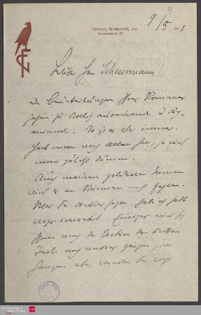 Ms 12-39 - Brief von Gustav Falke an Erich Scheurmann