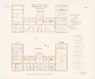 Pathologisches Institut der Charité, Berlin: Hauptgebäude: Grundriss 2. Obergeschoss, Dachgeschoss 1:100
