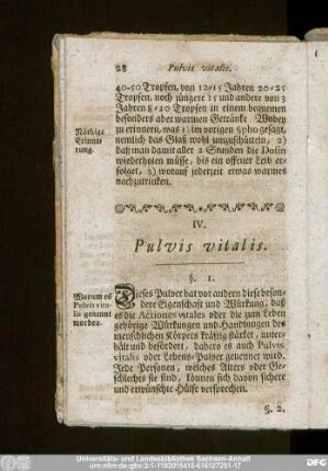 IV. Pulvis vitalis.
