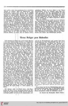 Anna Krüger zum Gedenken