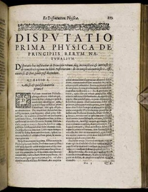 Disputatio Prima Physica De Principiis Rerum Naturalium